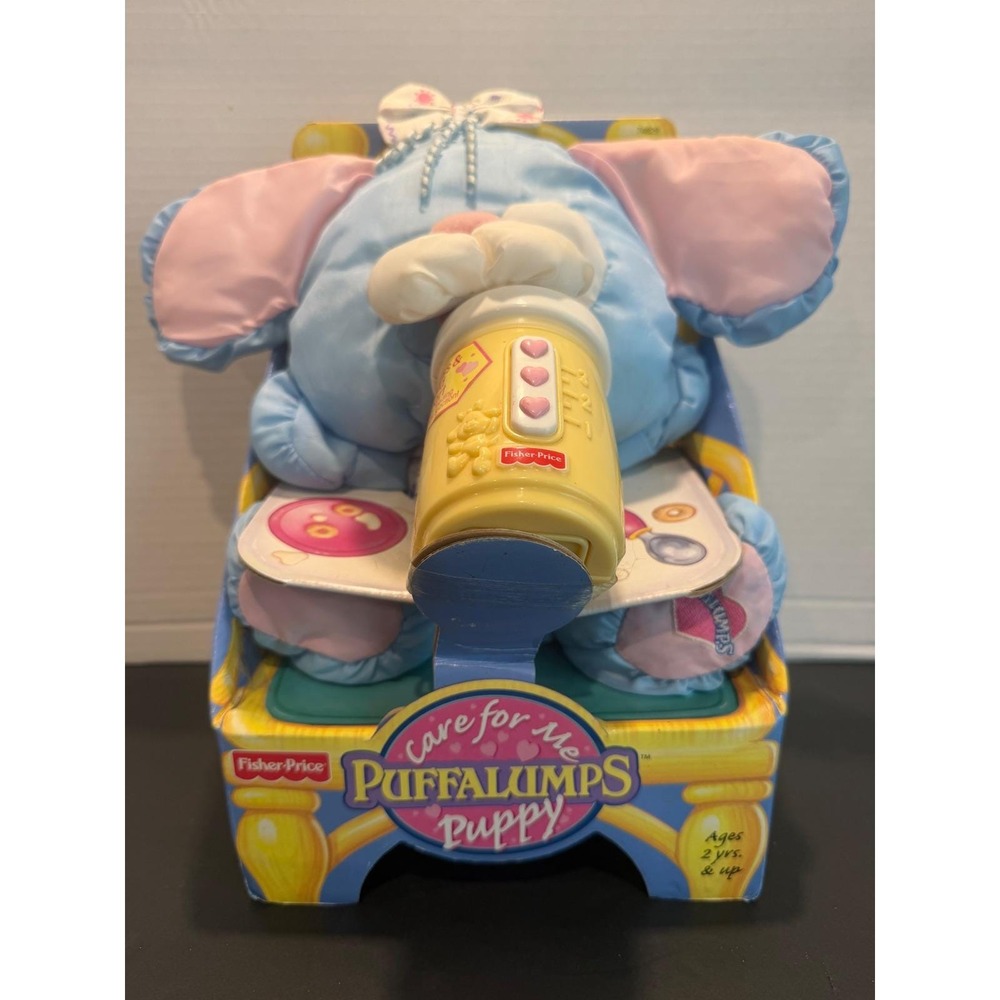 Vintage 1999 Fisher-Price Care for Me Puffalumps Puppy Plush Blue Dog 74829 NIB
